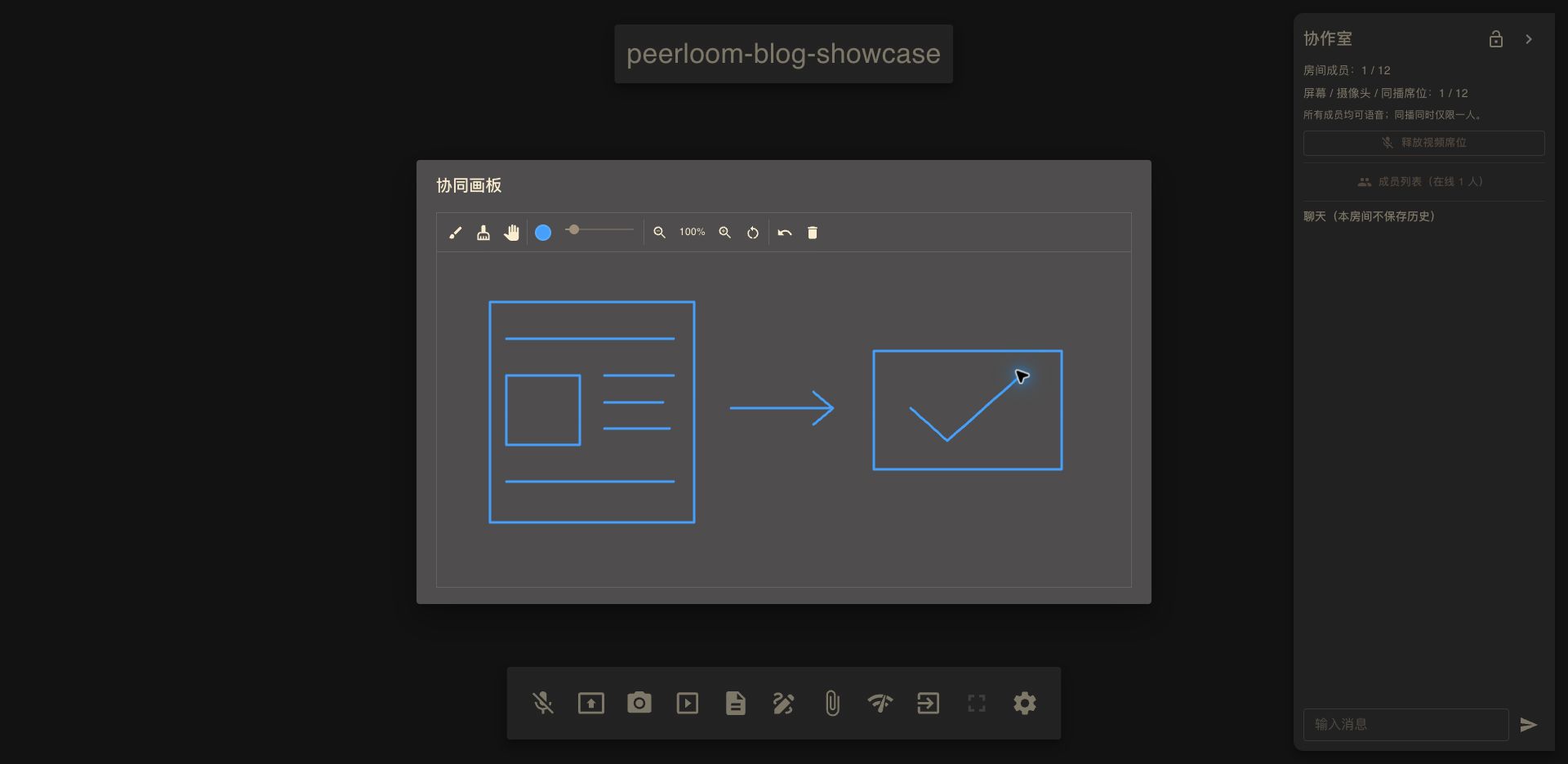 Peerloom 协同白板中实际绘制的页面草图